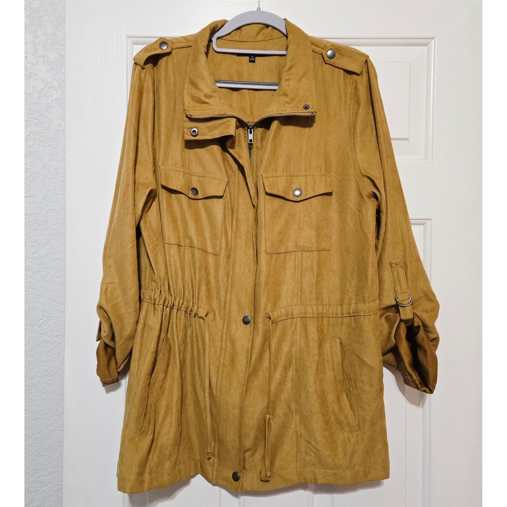 Women's STACCATO Camel Suede Utility Jacket Size M Utility Jacket